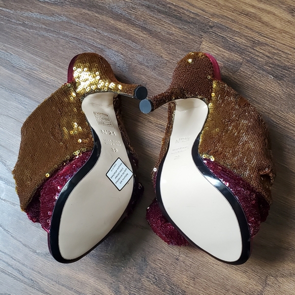 N°21 Sequin Peep-Toe Mules Size 39 US 8.5 - Picture 2 of 6
